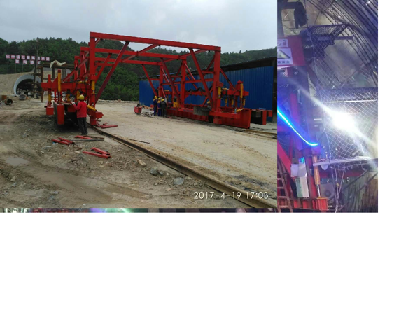4月20日公司新型水沟电缆槽台车在中铁七局承建寨沟隧道投入水沟电缆槽施工